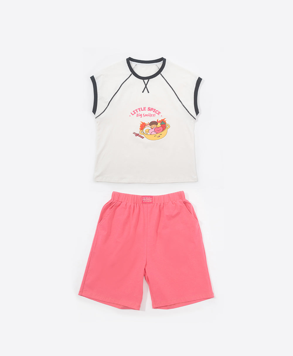 Girls' Pink Top and Shorts Pajama Set
