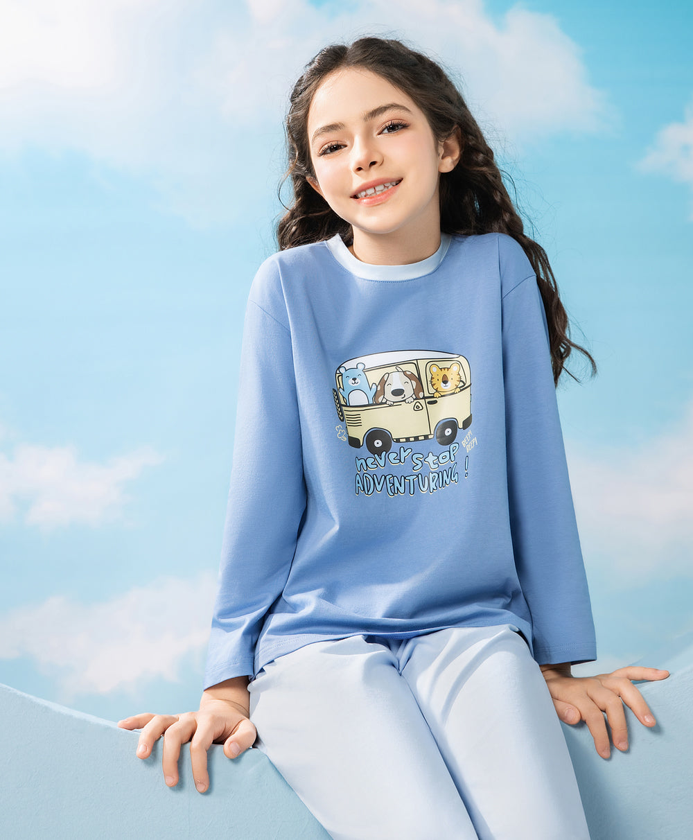 Children's Bedtime Bubble Bath Long Sleeve T-shirt and Pants Sleep Set
