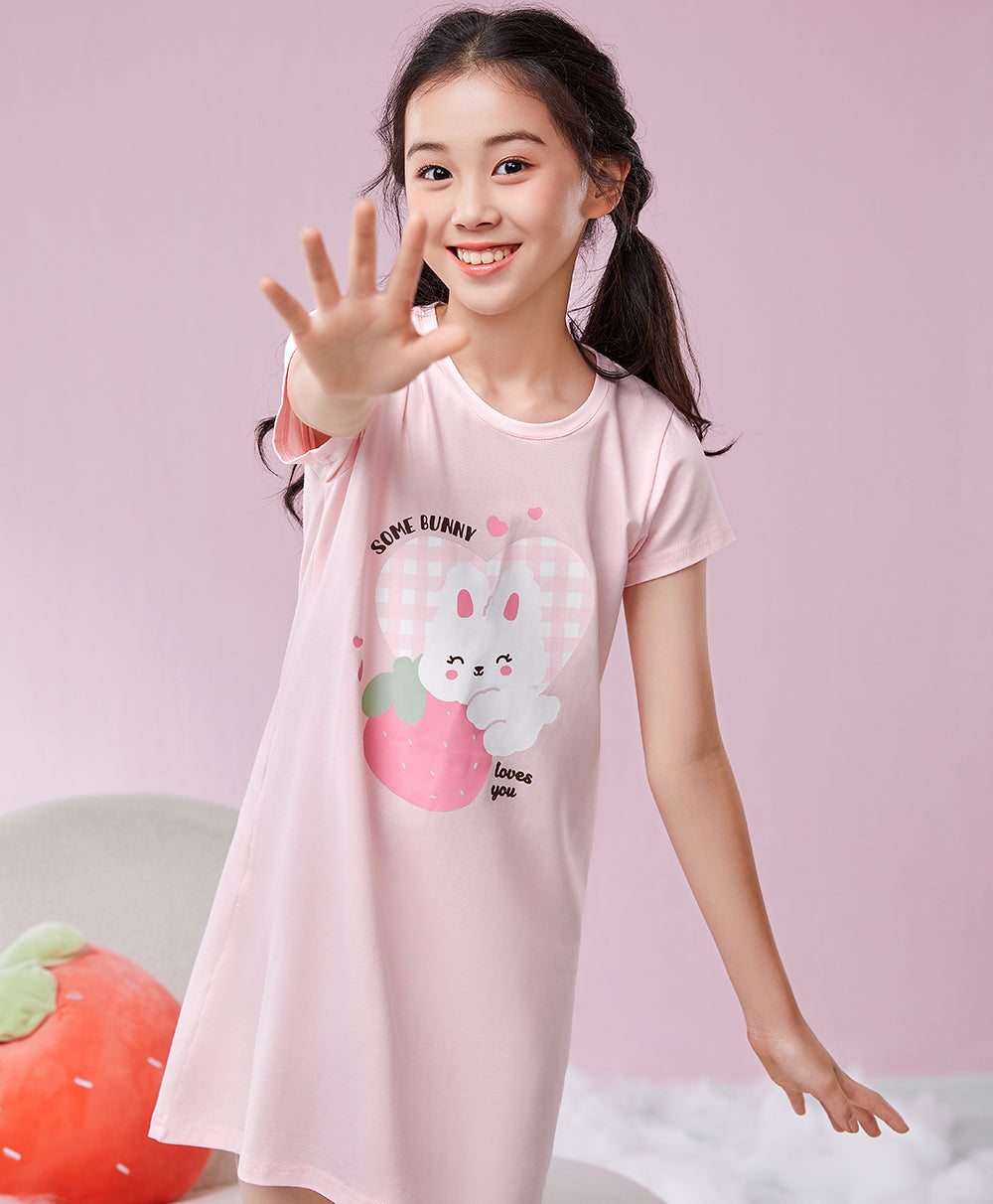 Teen Plaid Bunny Girls Nightdress