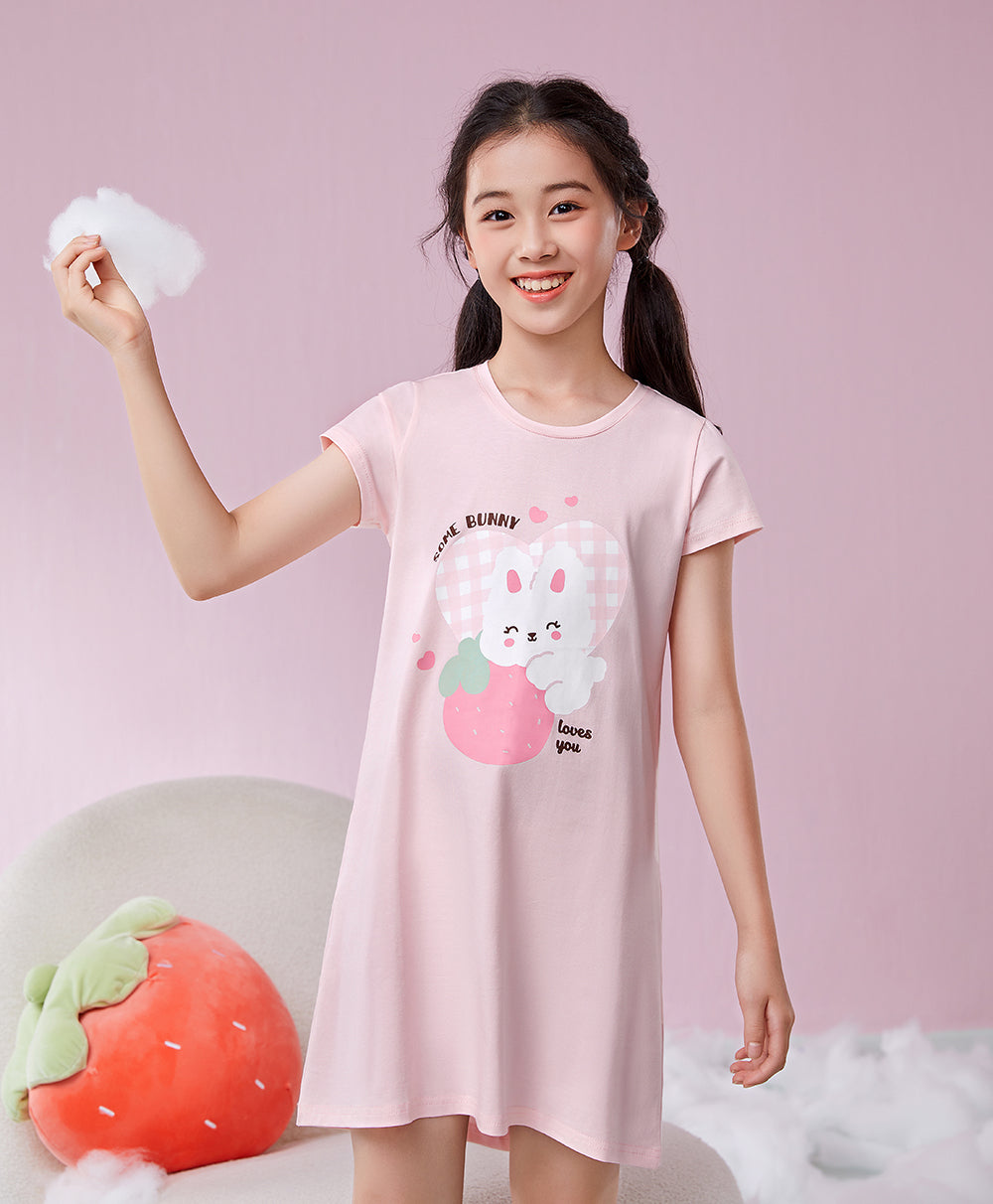 Teen Plaid Bunny Girls Nightdress