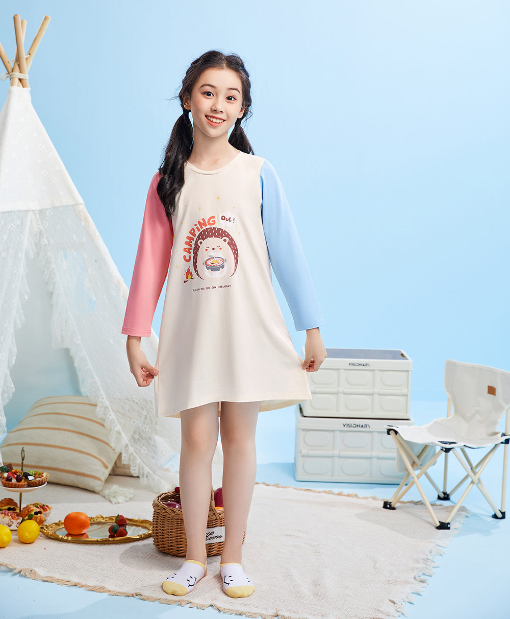 Youth-style patchwork nightdress