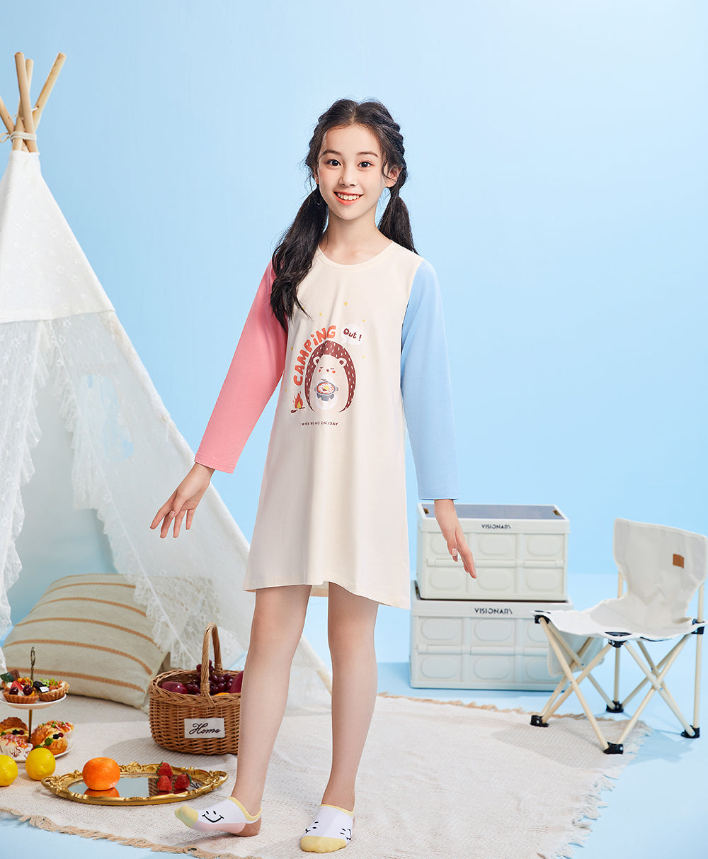 Youth-style patchwork nightdress