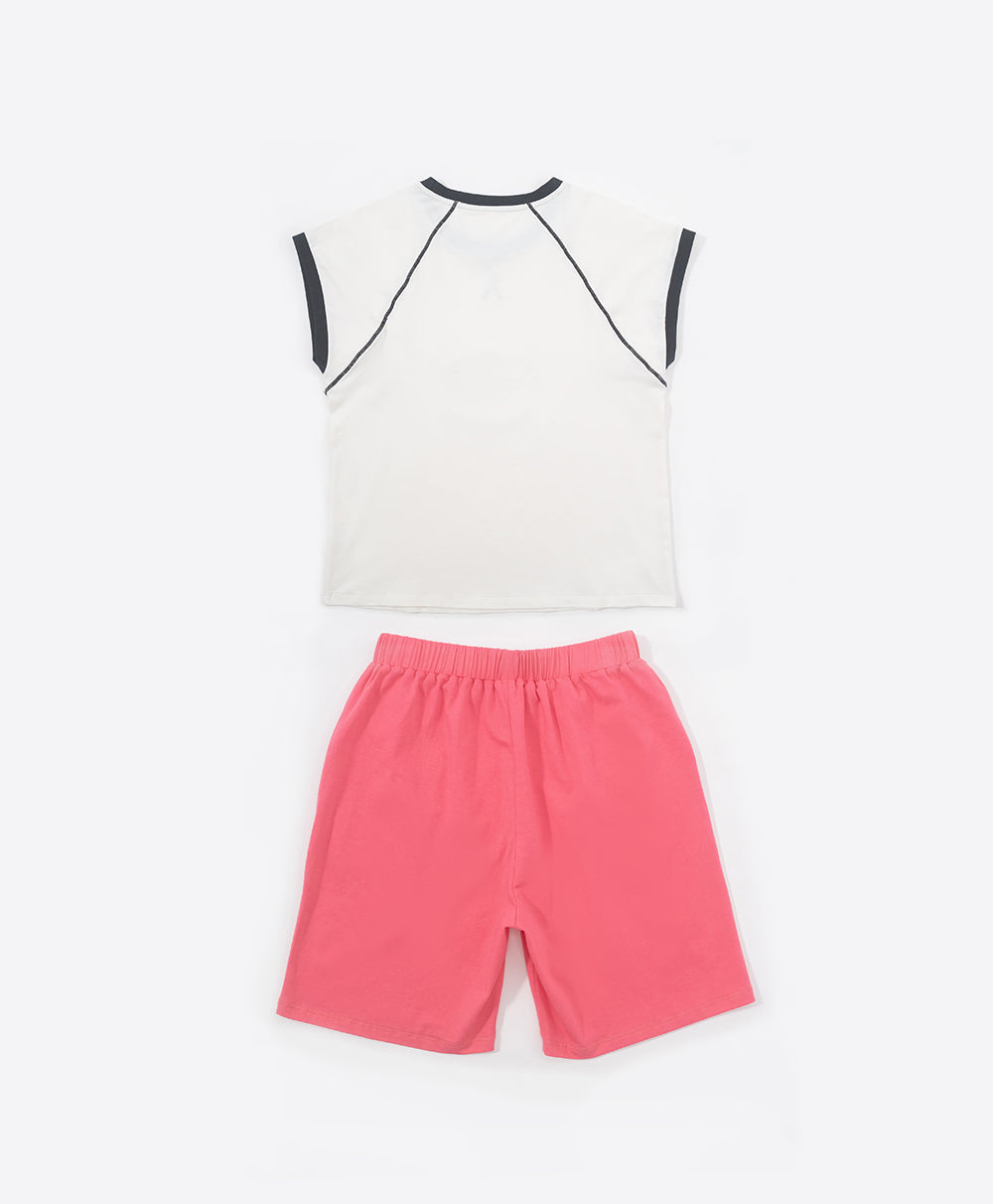 Girls' Pink Top and Shorts Pajama Set