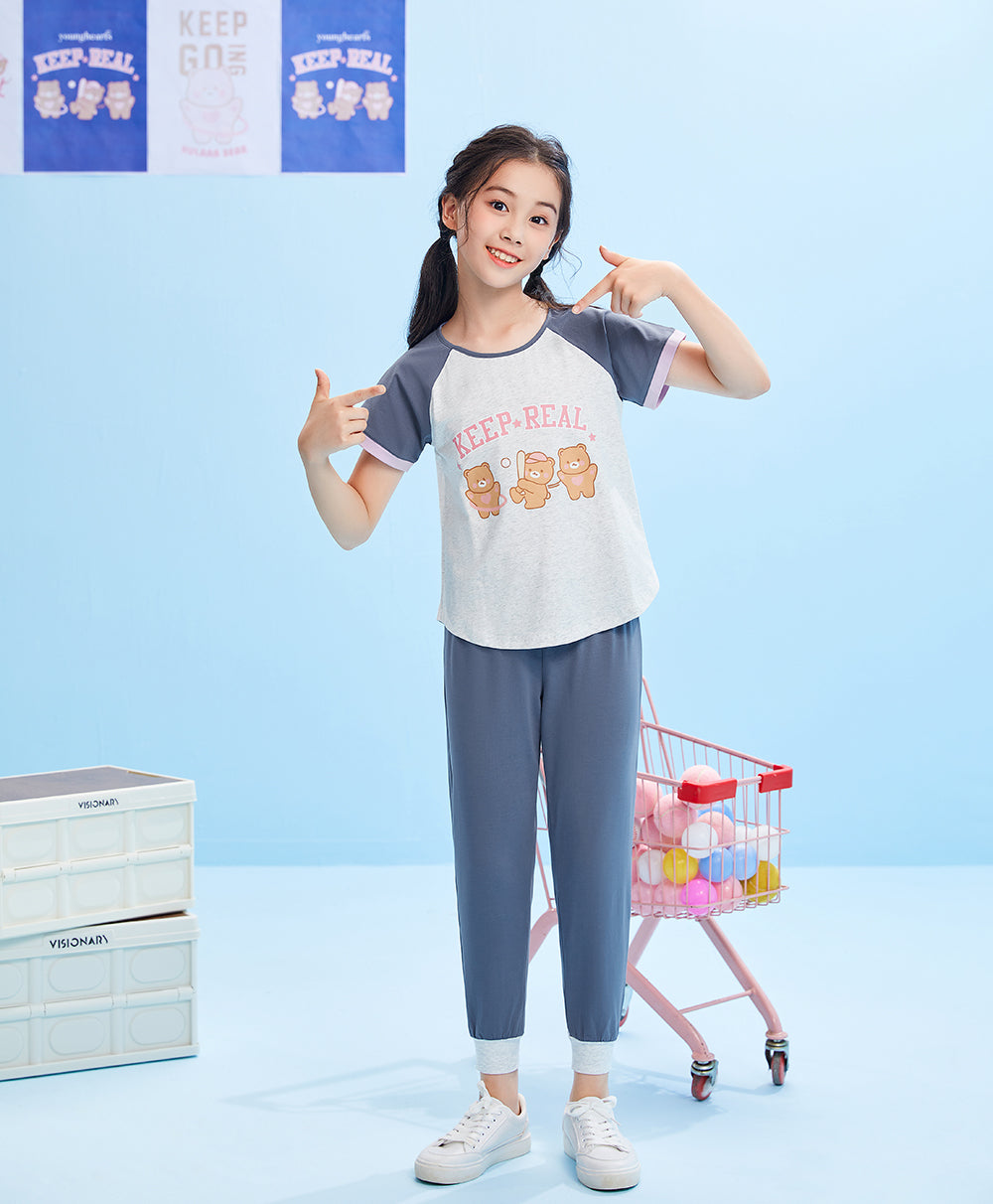Girls' blue pajama set