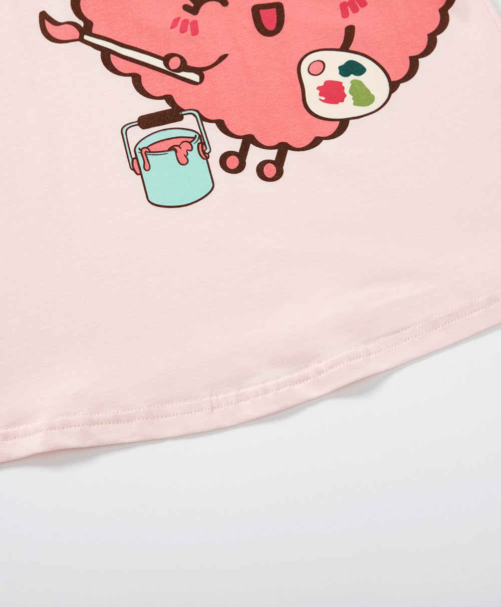 Girls' Heart Print Pajama Dress Girls Pajama Dress